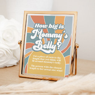 Groovy Retro How Big Is Mommy's Belly Shower Game Poster