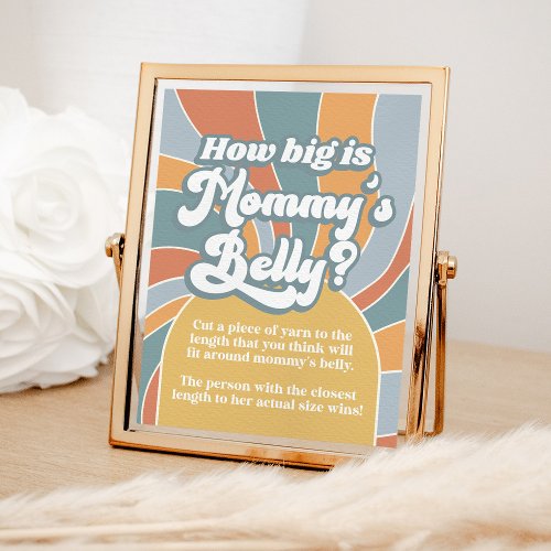 Groovy Retro How Big Is Mommys Belly Shower Game Poster