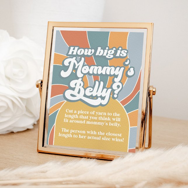 Groovy Retro How Big Is Mommy's Belly Shower Game Poster (Creator Uploaded)