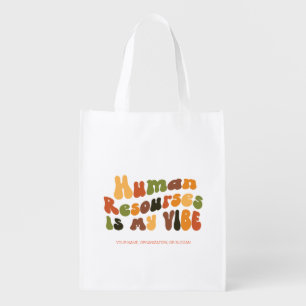 Groovy Retro Human Resources is My Vibe, HR Grocery Bag