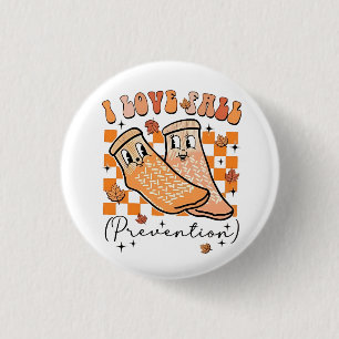 Groovy Retro I Love Fall Prevention Funny  Button
