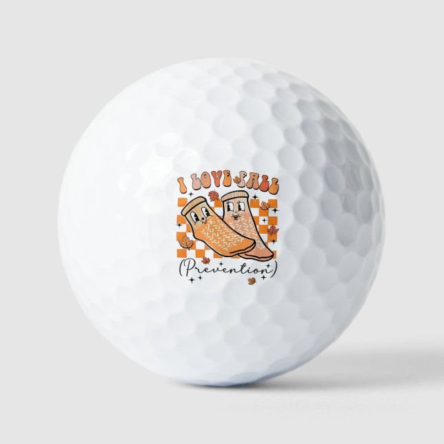 Groovy Retro I Love Fall Prevention Funny  Golf Balls (Front)