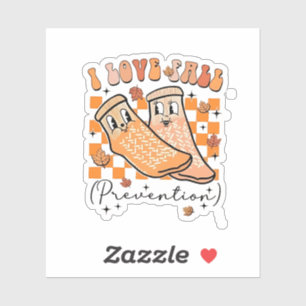 Groovy Retro I Love Fall Prevention Funny Sticker