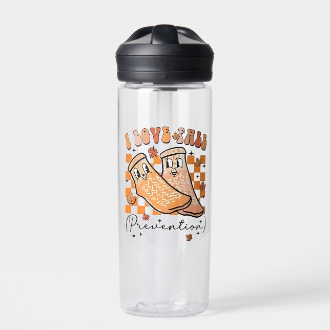 Groovy Retro I Love Fall Prevention Funny  Water Bottle (Front)