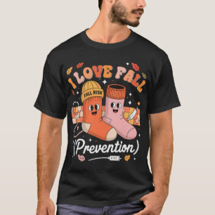 Groovy Retro I Love Fall Prevention Therapy T-Shirt