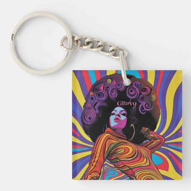 Groovy Retro Keychain (Front)