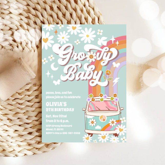 Groovy Retro Kids Birthday Invitation (Creator Uploaded)