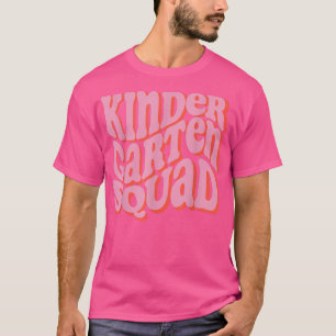 Groovy Retro Kindergarten Crew Kinder Teacher Pink T-Shirt