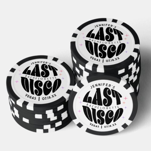 Groovy Retro Last Disco Bachelorette Weekend Party Poker Chips