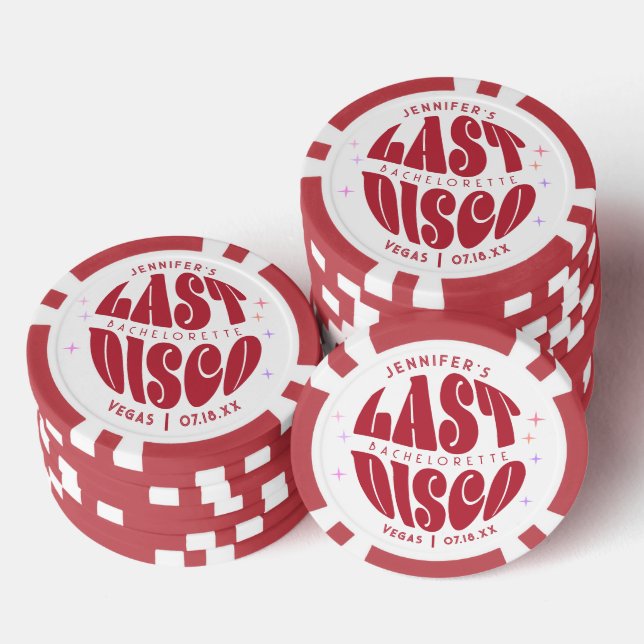 Groovy Retro Last Disco Bachelorette Weekend Party Poker Chips (Stack)