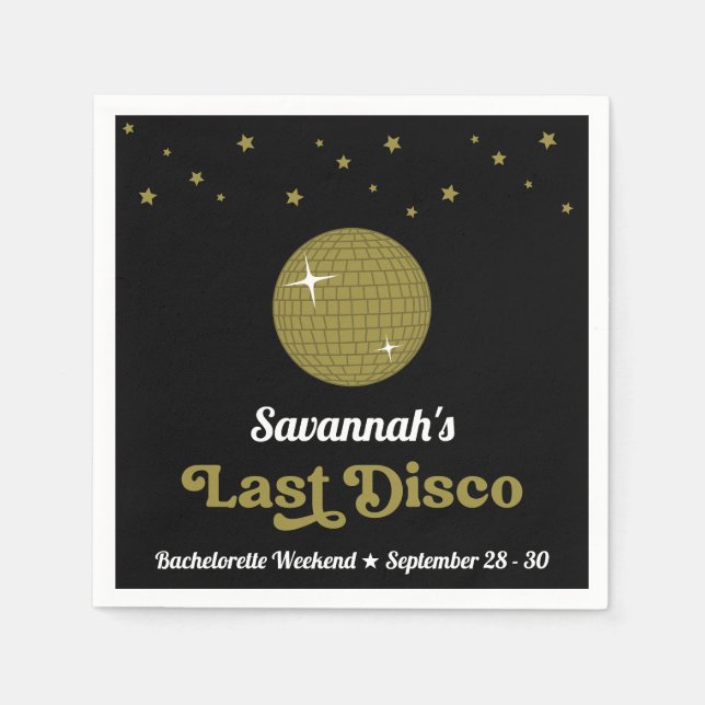 Groovy Retro Last Disco Bride Bachelorette Party Napkins (Front)
