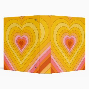 Groovy Retro Layered Heart 3 Ring Binder
