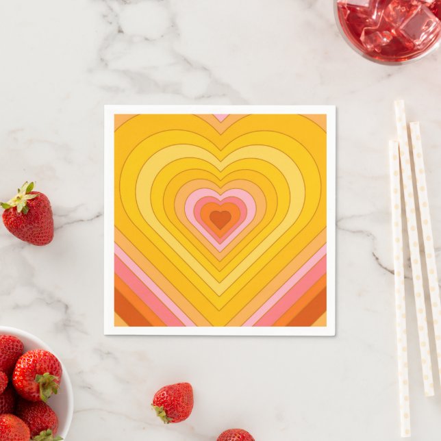Groovy Retro Layered Heart   Napkins (Insitu)