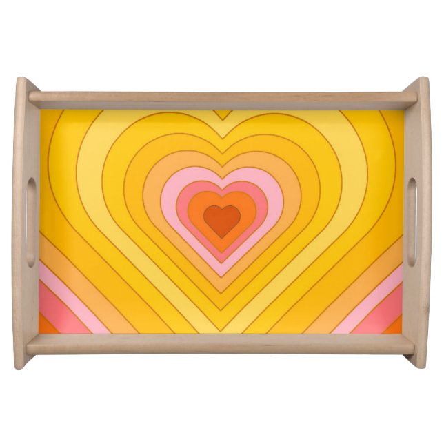 Groovy Retro Layered Heart      Serving Tray (Front)