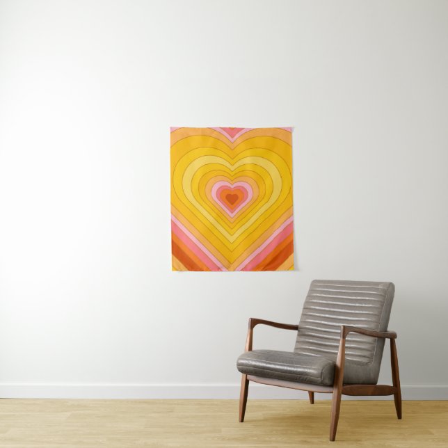 Groovy Retro Layered Heart   Tapestry (In Situ)