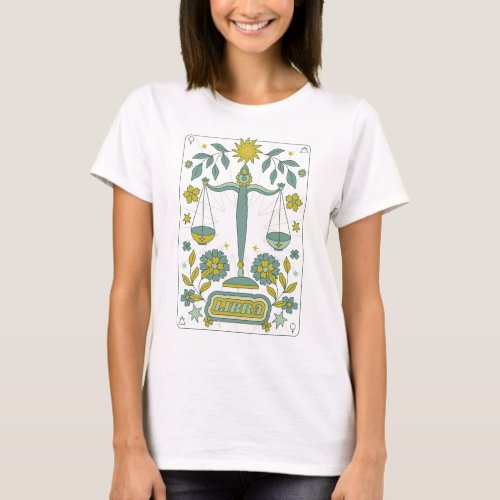 Groovy Retro Libra Horoscope Astrology Green T_Shirt