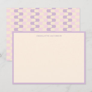 Groovy Retro Lilac Lavender Personalized Name Note Card