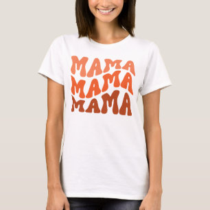 Groovy Retro Mama Fall Season Birthday Matching T-Shirt