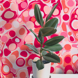 Groovy Retro Marbled Pink Ink Drops Wallpaper