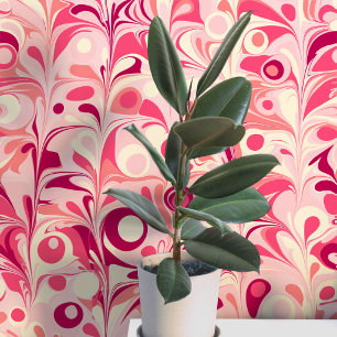 Groovy Retro Marbled Pink Wallpaper