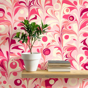 Groovy Retro Marbled Pink Wallpaper