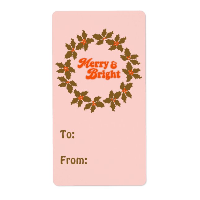 Groovy Retro Merry & Bright Label (Front)