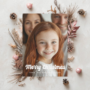 Groovy Retro Merry Christmas Design Holiday Card