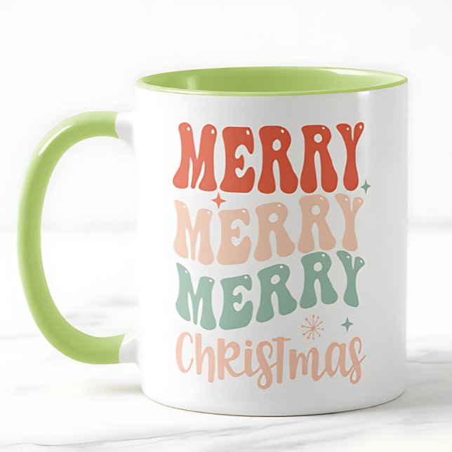 Groovy Retro Merry Merry Merry Christmas Mug (Creator Uploaded)