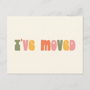 Groovy Retro Minimalist I Moved New Home Address  Postcard