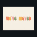 Groovy Retro Minimalist Moved New Home Address Postcard<br><div class="desc">Modern We've Moved New Home Moving Announcement Postcard in Retro Green,  Orange,  and Pink</div>