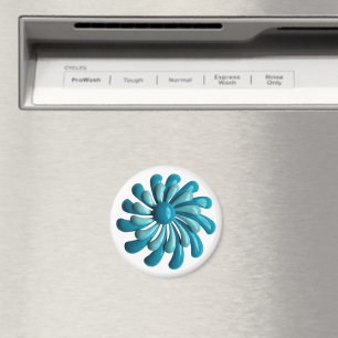 Groovy Retro MOD Atomic Hippie Daisy Flower Blue Magnet