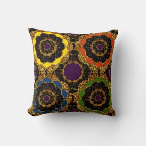 Groovy retro mod flower hippy cushion