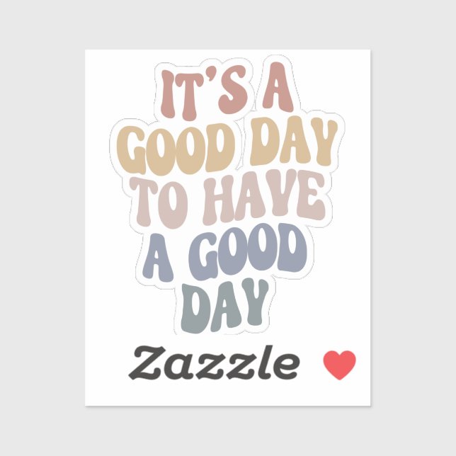 Groovy Retro Modern Text Good Day Positive Vibes Sticker (Sheet)