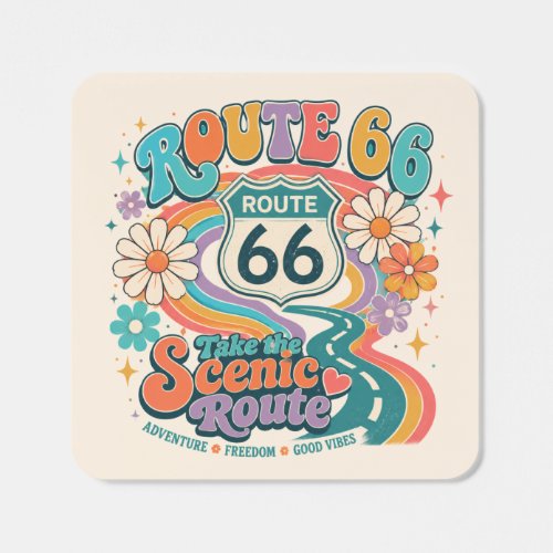 Groovy Retro Mother Road Decal Square Sticker