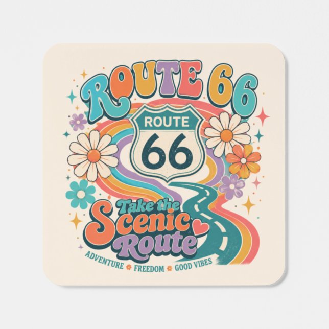 Groovy Retro Mother Road Decal Square Sticker (Single)