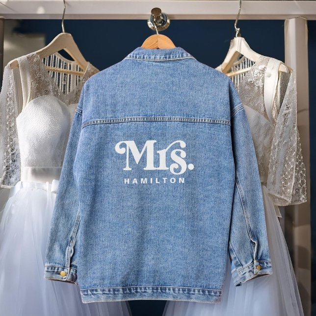 Groovy Retro Mrs wedding day Denim Jacket (Creator Uploaded)