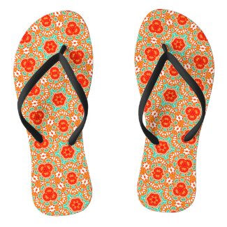 Groovy Retro Orange Aqua Flip Flops