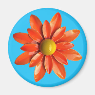 Groovy Retro Orange Hippie Daisy Flower Floral Magnet