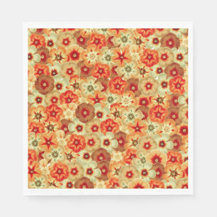 Groovy Retro Orange Hippie Flowers Pattern Napkins