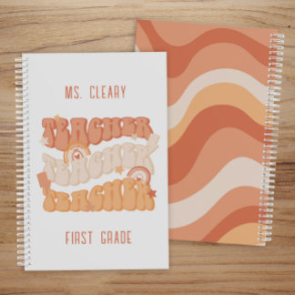 Groovy Retro Orange Personalized Teacher Planner