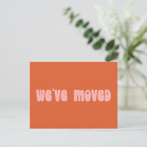 Groovy Retro Orange Simple Moved New Home Address Postcard