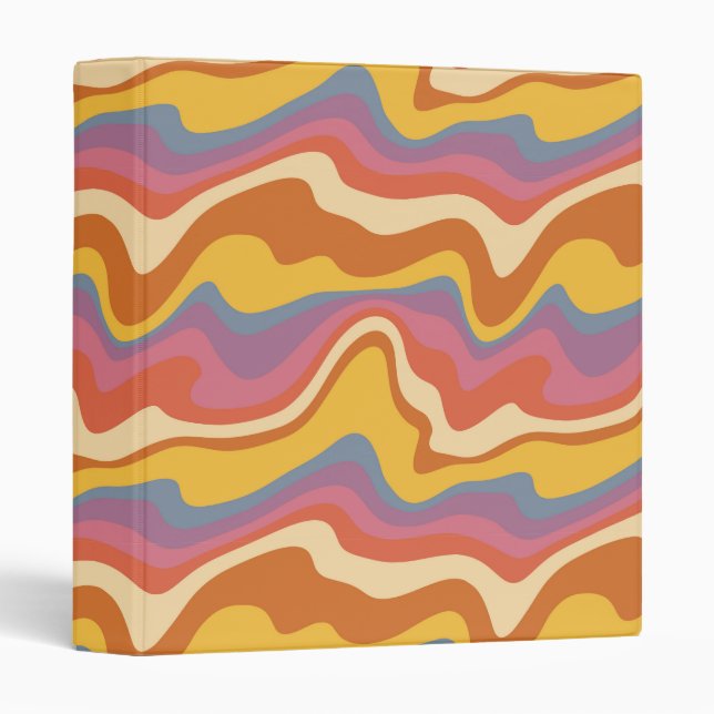 Groovy Retro Pattern 3 Ring Binder (Front/Spine)