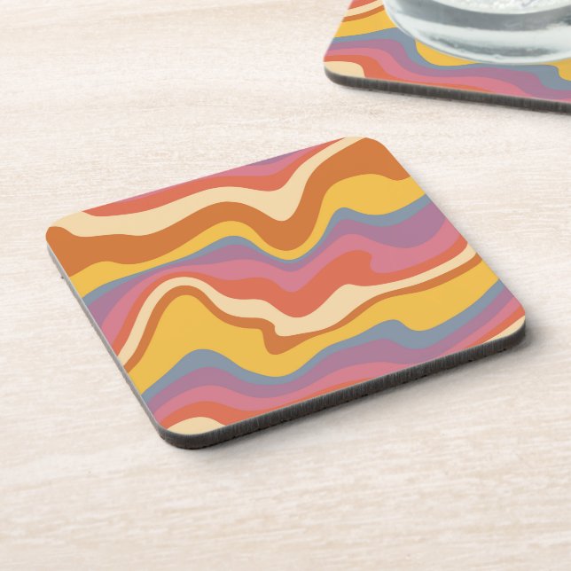 Groovy Retro Pattern Beverage Coaster (Left Side)
