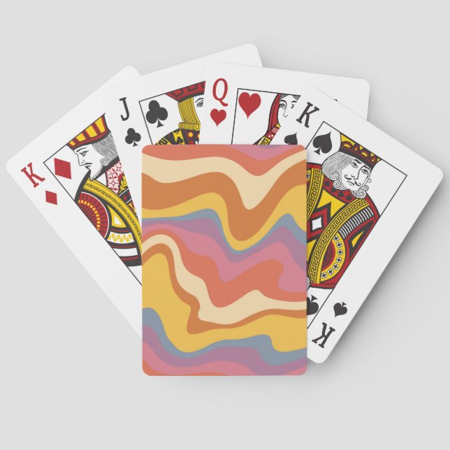 Groovy Retro Pattern Poker Cards (Back)
