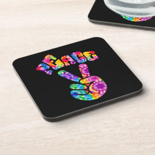 Groovy Retro Peace Hand Beverage Coaster