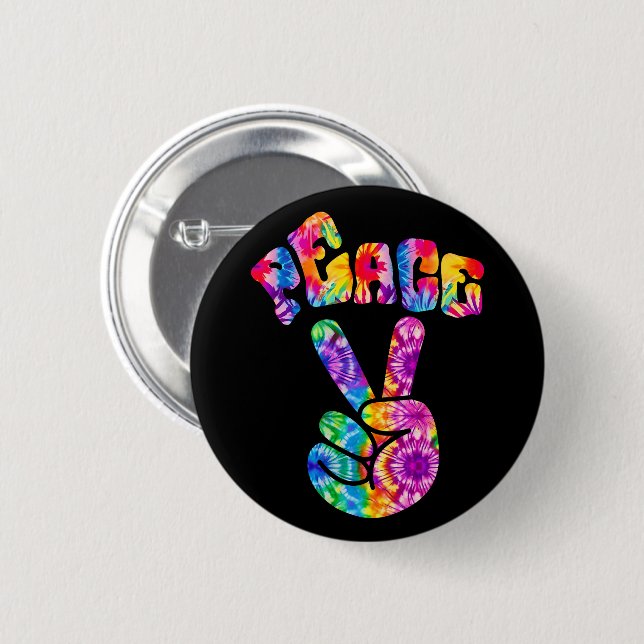 Groovy Retro Peace Hand  Button (Front & Back)