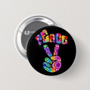 Groovy Retro Peace Hand  Button