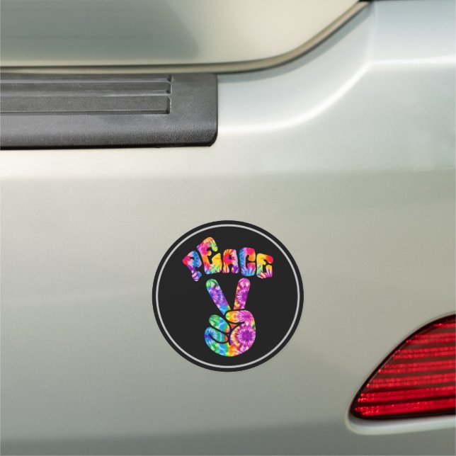 Groovy Retro Peace Hand  Car Magnet (In Situ)