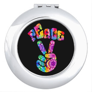 Groovy Retro Peace Hand Compact Mirror