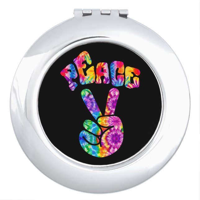Groovy Retro Peace Hand  Compact Mirror (Front)